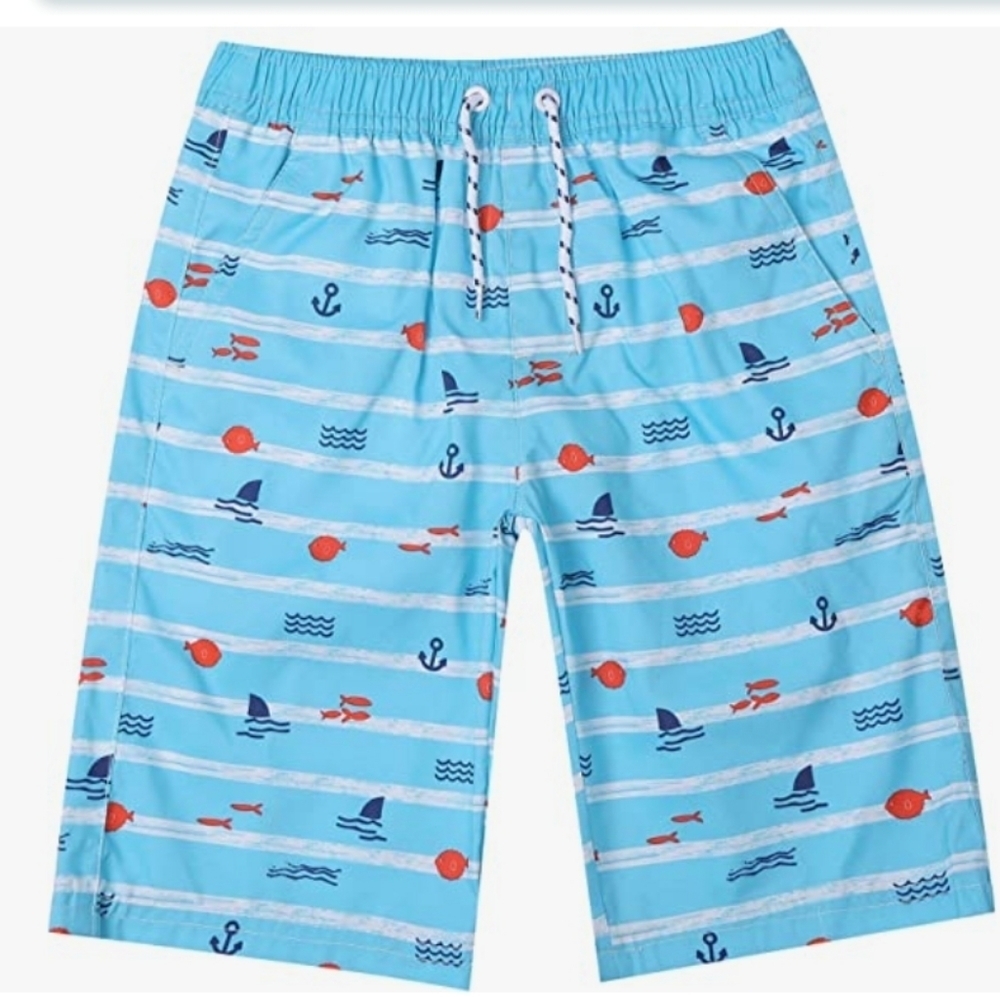 LIZENS UPF 50+ Quick Dry Swim Trunks in an Ocean Theme Size 2-3T